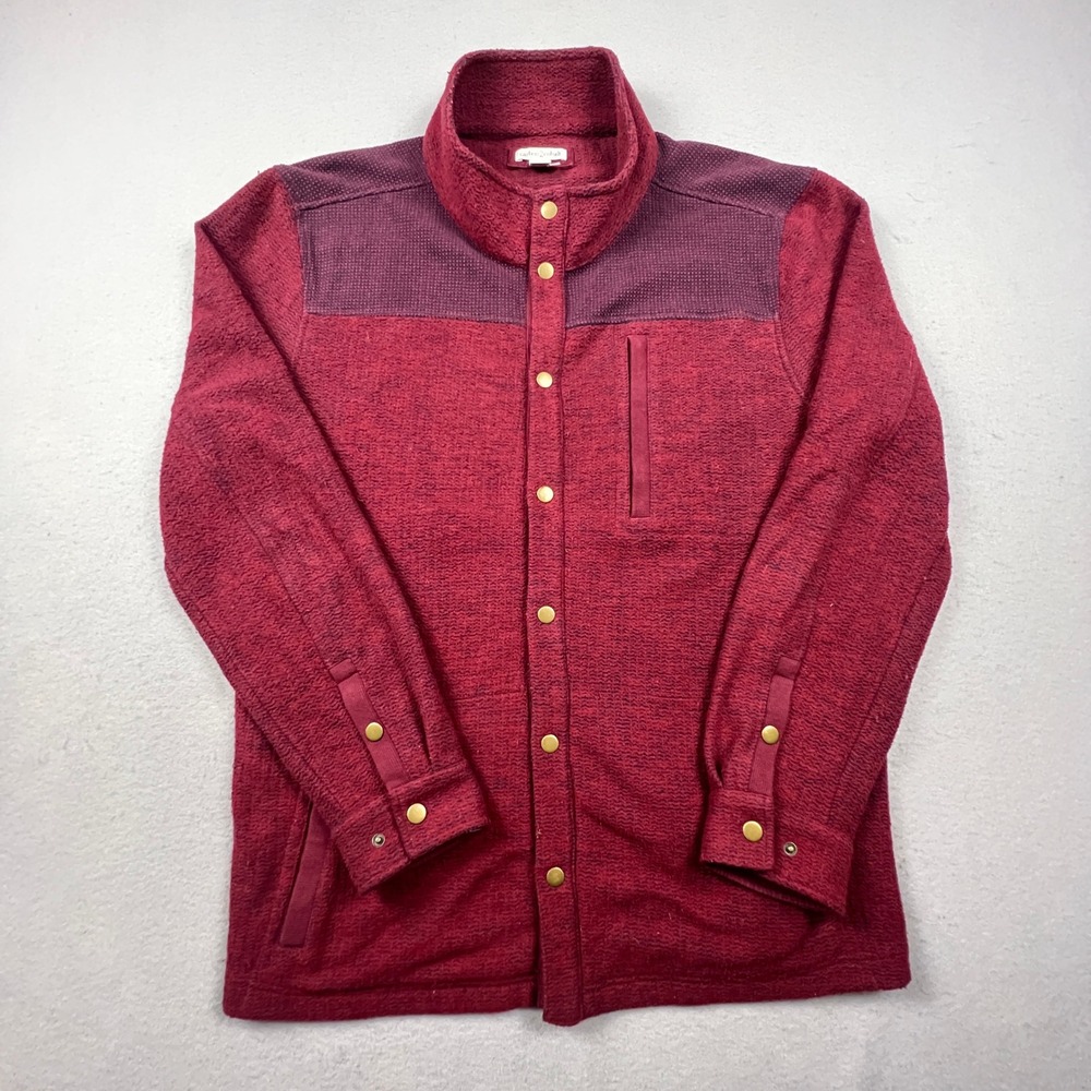 Carbon2Cobalt‎ Shirt Jacket Mens XL Burgundy Snap Front Knit Waffle Yoke Outdoor